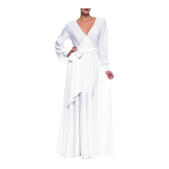 meghan LA Lilypad Wrap Maxi Dress white - Picture 3 of 13